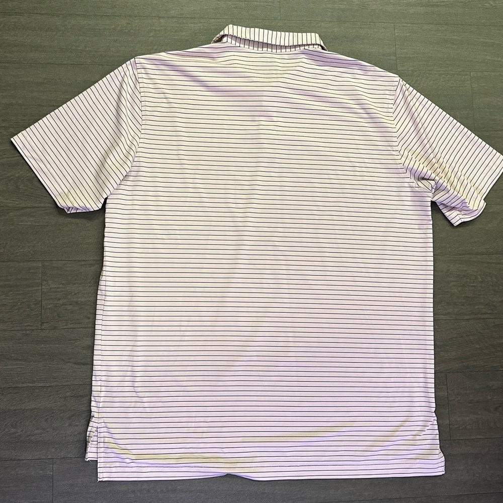 Peter Millar men’s pink with black striped polo. Size XL - Picture 3 of 3